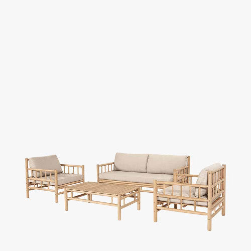 Costa Rica Natural Bamboo Finish Outdoor Seating Set